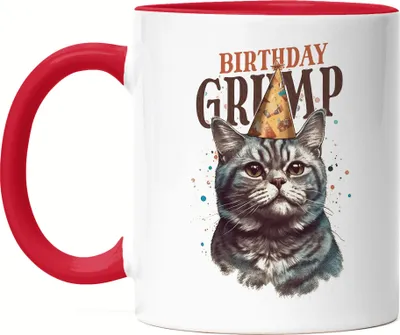 Produktbild von Birthday Grump Tasse Rot Katzenbesitzer Happy Birthday Lustig Spruch