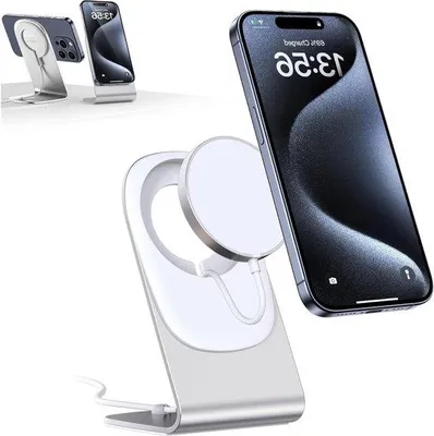 Immagine prodotto di Caricabatterie magnetico wireless USB-C da 15 W, argento, per iPhone