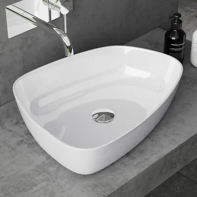 Image de doporro Lavabo Vasque à Poser Blanc 50cm Lave Main Colossum806 51,1x38,7x12cm