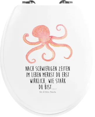 Produktbild von Mr. & Mrs. Panda Toilettendeckel Tintenfisch - Weiß - Geschenk, Meerestier, Gute Laune, Wasser, Krake, Ozean, WC Deckel, Meer, Klodeckel, Toilettenbrille, WC-Sitz, Brille