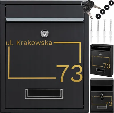 Obrázek produktu pro Poštovní Schránka Na Dopisy, Černá + Zlatý Nápis
