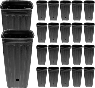 Produktbild von 30 Stück Anzuchttöpfe Hoch aus Kunststoff mit Wurzelschutz Hoher Pflanztopf für Setzlinge und Blumen Schmaler Pflanztopf Schwarz als Gartenbedarf