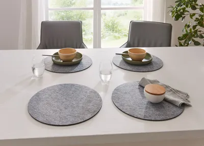 Produktbild von 4er Set Platzmatte aus Filz, grau, rund, Ø 35 cm, Tischset, Platzset