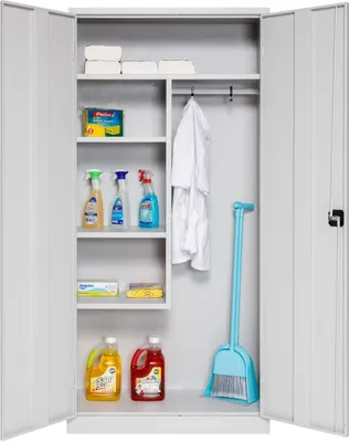Produktbild von Putzmittelschrank, 92x42x195 cm, grau