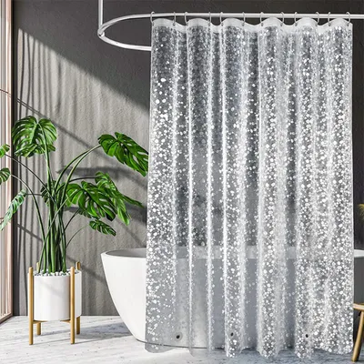 Produktbild von Duschvorhang 180x180 - Shower Curtains mit 3 Magnete unten, 3D Duschvorhang mit Duschvorhangringen,Wasserdicht Duschvorhänge für Badewanne