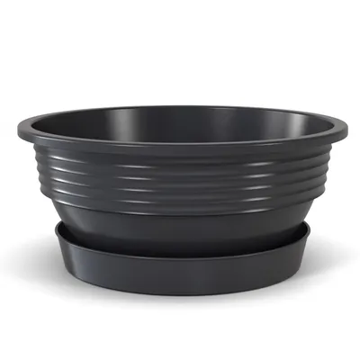 Produktbild von Plastard Pflanzenschalen Ø 52 cm mit Untersetzer rund – Anthrazit