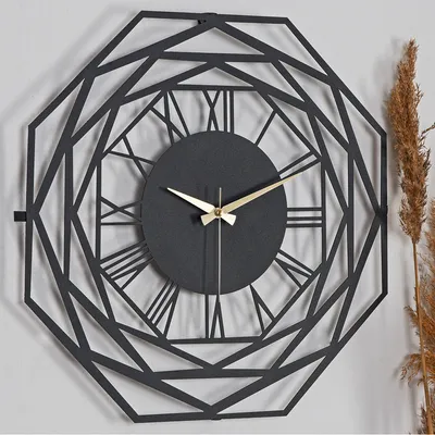 Produktbild von Opviq, Repido - Black, Dekorative Metall-Wanduhr, 100 % METALL, Schwarz, 50 x 50 cm