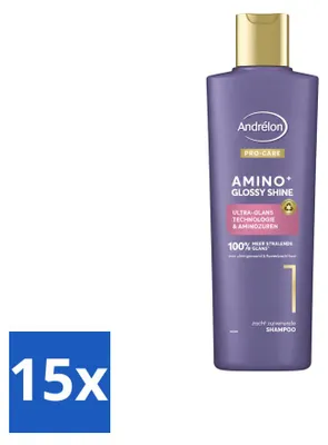 Obrázok produktu pre 15 x Šampón Andrélon Pro Care Amino+ pre lesk a hebkosť – 250 ml – výhodný balík – 15 kusov