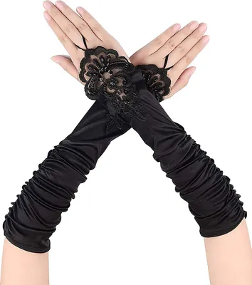 Produktbild von Spitze Handschuhe Lange Fingerlose Elastischer Spitze Handschuhe Satin Handschuhe für Frauen, Braut