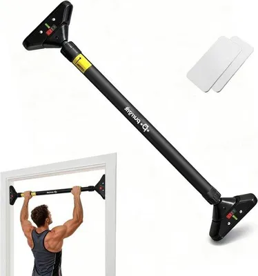 Produktbild von Trennstange für Türrahmen – Klimmzugstange – Krafttraining – Keine Schrauben erforderlich – 74-95 cm – Schwarz