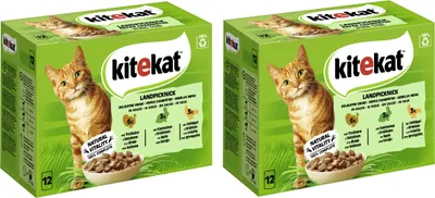 Produktbild von KITEKAT™ Multipack Portionsbeutel Landpicknick 3 Varietäten Truthahn, Kaninchen, Geflügel in Sauce 2 x 12 x 85g