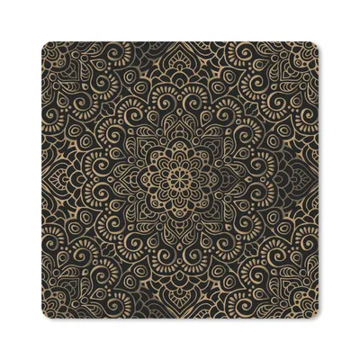 Produktbild von MuchoWow® Mauspad Mousepad Goldenes Muster auf schwarzem Hintergrund 20x20 cm - Mousepads - Maus Mat - Pad - Mausunterlage - Desk Mat - Bureauartikeln