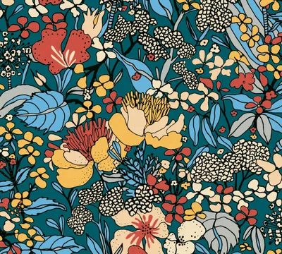 Produktbild von Architects Paper Blumentapete Floral Impression florale Tapete Vliestapete bunt blau orange beige gelb 10,05 m x 0,53 m