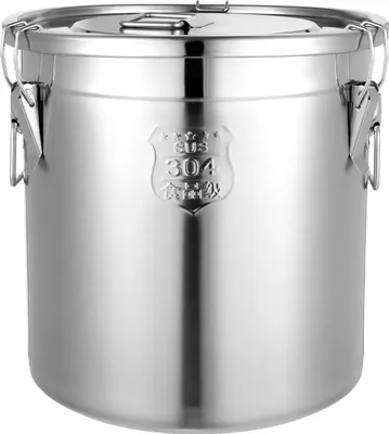 Produktbild von Lebensmittel Vorratsbehälter aus Edelstahl - Reisbehälter 33L - Luftdichte Getreidetonne - 304 Edelstahl - Zylindrisch mit Deckel 38x36 cm - Silber