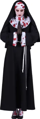 Produktbild von T2787-0102-L schwarz-weiß Damen blutige Nonne Kostüm Gr.L