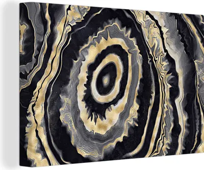 Produktbild von OneMillionCanvasses® - Leinwandbilder - 140x90 cm, Achat - Gold - Geodestin - Marmor, Wandbilder Kunstdruck Wanddekoration - Foto auf Leinwand - Gemälde auf Holzrahmen