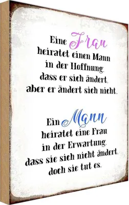 Produktbild von vianmo Holzschild 30x20 cm eine Frau heiratet einen Mann Familie Freunde