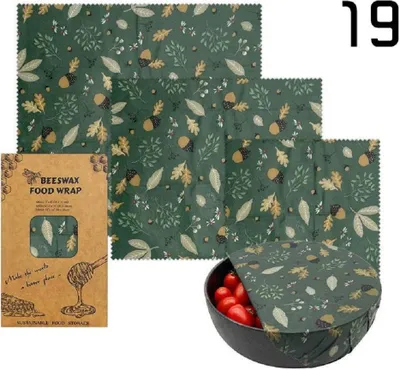 Produktbild von Bienenwachstuch, Bienenwachs-Wraps, Bienenwachstücher Set, wiederverwendbares, für Aufbewahrung von Obst, Brot, Sandwiches und Schüsselabdeckungen
