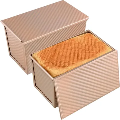 Obrázek produktu pro 2 formy na toastový chléb s víkem, 550 g, hluboké nepřilnavé formy na pečení chleba a koláčů