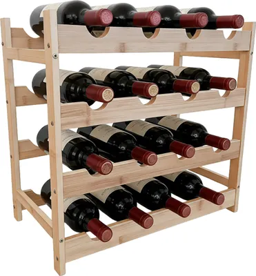 Produktbild von Relaxdays Weinregal, 16 Flaschen, Bambus, HBT 42 x 45 x 23,5 cm, Weinhalter für Rot- & Weißwein, Flaschenregal, natur