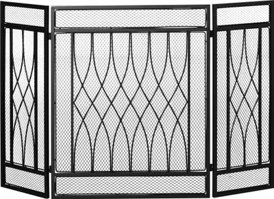 Produktbild von Kamin Funkenschutzgitter - Faltbarer Kaminschirm - 3 Paneele - 126 x 3 x 80 cm