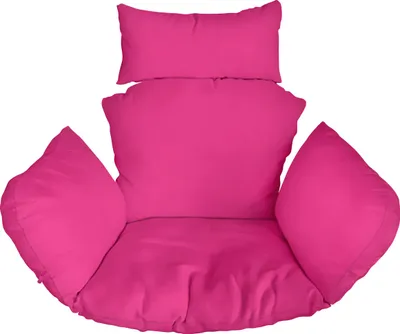 A pink cushion set for a hanging chair, presented against a white background.