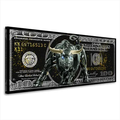 Produktbild von Börse Trading Bull Motivation Leinwandbild Wandbild Deko Kunst XL: 175x70x4cm