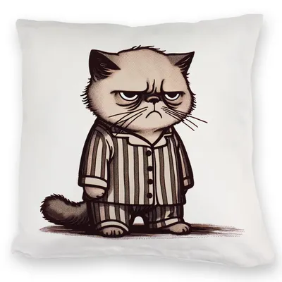Produktbild von Grimmige Katze im Schlafanzug Kuschelkissen