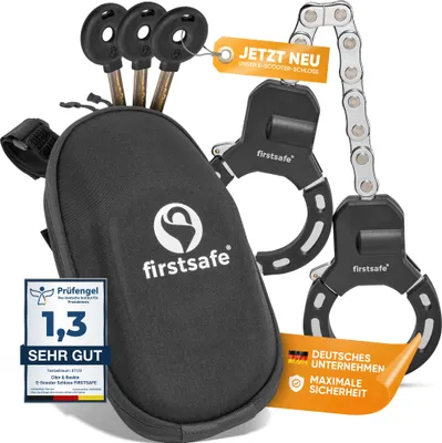Produktbild von firstsafe® E Scooter Schloss - Handschellenschloss für E Roller | Fahrradschloss diebstahlsicher & mit Silikonschutz