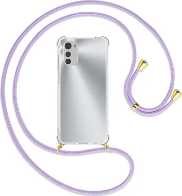 Produktbild von Handykette Backcover-Schutzhülle mit Band (Metall goldfarben) für Motorola Moto E32, Moto E32s - violett