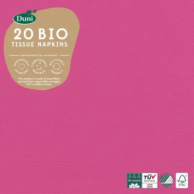 Produktbild von Duni Servietten 3-lagig 33 x 33 cm Papier Fuchsia 20 Stück