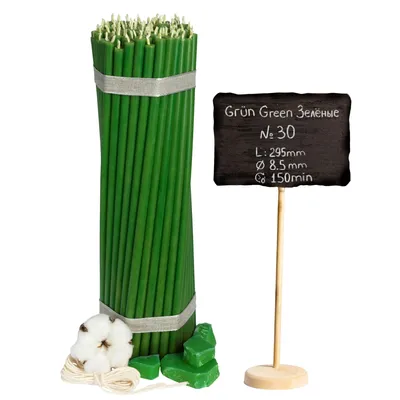 Produktbild von 50 Stk Diveevo Grüne Ritual Kerzen 100% Bienenwachs für Gebet Tischdeko - Ungiftig, Ruß - Tropffrei, Nr. 30, L: 29.5 cm, Brenndauer 150 Minuten