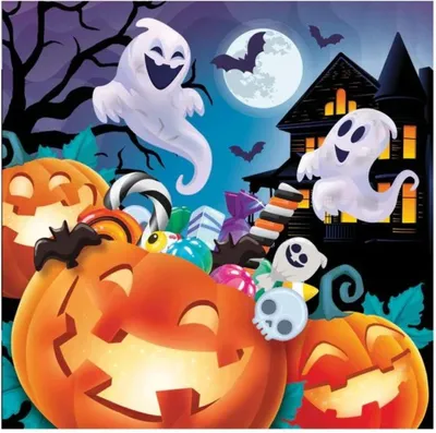 Immagine prodotto di 12 tovaglioli fantasma di Halloween
