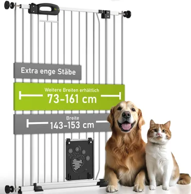 Produktbild von Türschutzgitter Extrahoch Merle 143-153 cm (Katzenklappe,Weiß)