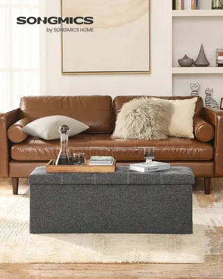 Obrázek produktu pro SONGMICS Lavice s úložným prostorem, sedací truhla, taburet, skládací, 110x38x38cm