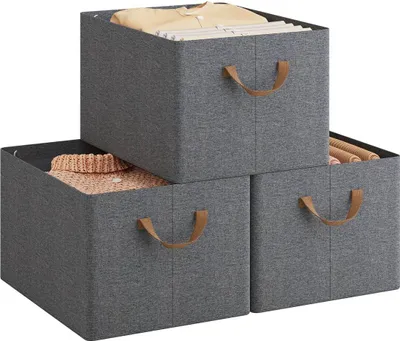 Produktbild von WOLTU Aufbewahrungsboxen 3 Stück, Organizer Box, Stapelboxen faltbar, Grau : 35L(42x32x26 cm) Größe: 35L(42x32x26 cm)