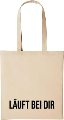 Produktbild von Huuraa Baumwollbeutel LÄUFT BEI DIR Geschenk Einkaufstasche Natural 10 Liter Baumwolle LÄUFT BEI DIR Accessoire