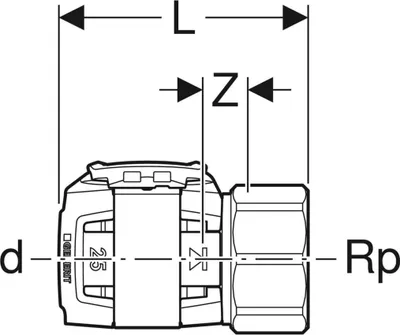 Produktbild von Geberit GE FlowFit, Übergang, IG, SiBr, d16mm x Rp1/2, 1 Stk.