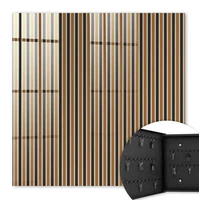 Produktbild von Metall Schlüsselkasten 30 x 30 cm - schwarzer Schlüsselschrank zur Wandmontage - wandhängende Schlüsselbox mit Tür - nach links öffnend - Schlüsselaufbewahrung für Flur - Büro - Arbeitszimmer - Werkstatt - Garage - Minimalistische Streifen