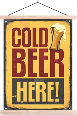 Produktbild von MuchoWow® Textilposter Mannshöhle - Bier - Jahrgang 40x53 cm mit holzfarbenen Rahmen - Schlafzimmer