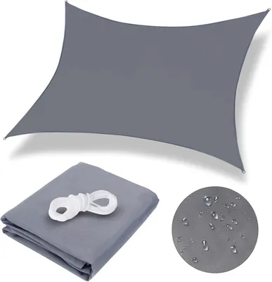 Produktbild von Rechteckiges Sonnensegel, 3 x 3 m, wasserdicht, UV-Schutz, atmungsaktiv und winddicht, aus Segeltuch für Pergola, Terrasse, Balkon, Garten