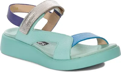 Produktbild von Wonders Sandalen C6543 aus Echtleder in Grüntönen mit 4 cm Plateausohle und Fersenriemen