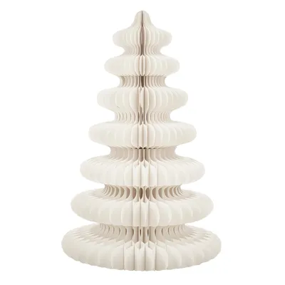 Image de House of Seasons Sapin de Noël décoratif - H152 x Ø104 cm - Papier -Mix - Blanc