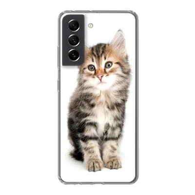 Produktbild von MuchoWow® Handyhülle Schutzhülle Hülle für Samsung Galaxy S21 FE Kätzchen - Weiß - Nase - Mädchen - Kinder - Jungen - Kinder Silikon Softcase Handy Hülle - Mobiltelefonhülle