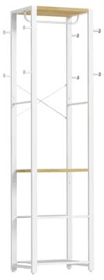 Kleiderständer mit 3 Ablagen & 8 Haken, 40x28x181 cm, Industrie-Design