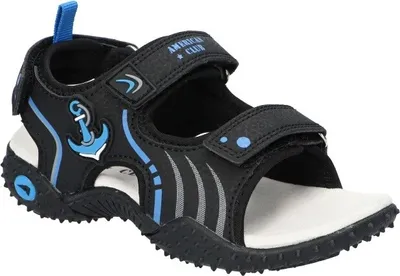 Produktbild von AMERICAN CLUB HL168 Solide KinderSandalen, Naturleder Innensohle, Klett Sandalen, Sportsandalen, Schwarz/Royal 27