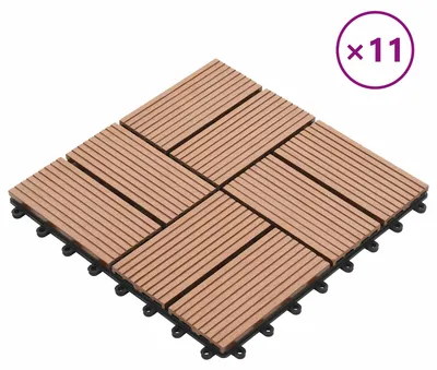 Zdjęcie produktu dla Płytki tarasowe vidaXL, 11 szt., brązowe, 30 x 30 cm, WPC