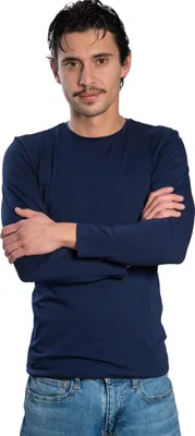 Produktbild von Herren-Langarmshirt mit Rundhalsausschnitt. Navy: XL