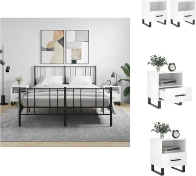 Obrázek produktu pro vidaXL Noční stolky 2 ks. Vysoce lesklá bílá 40x35x47,5 cm materiál na bázi dřeva - Noční stolky