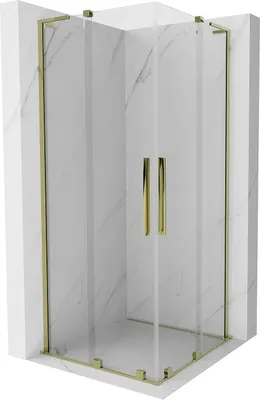 Image de Mexen Velar L Duo Cabine de douche Porte coulissante 90 x 90 cm, transparente, or - 871-090-090-02-03-50